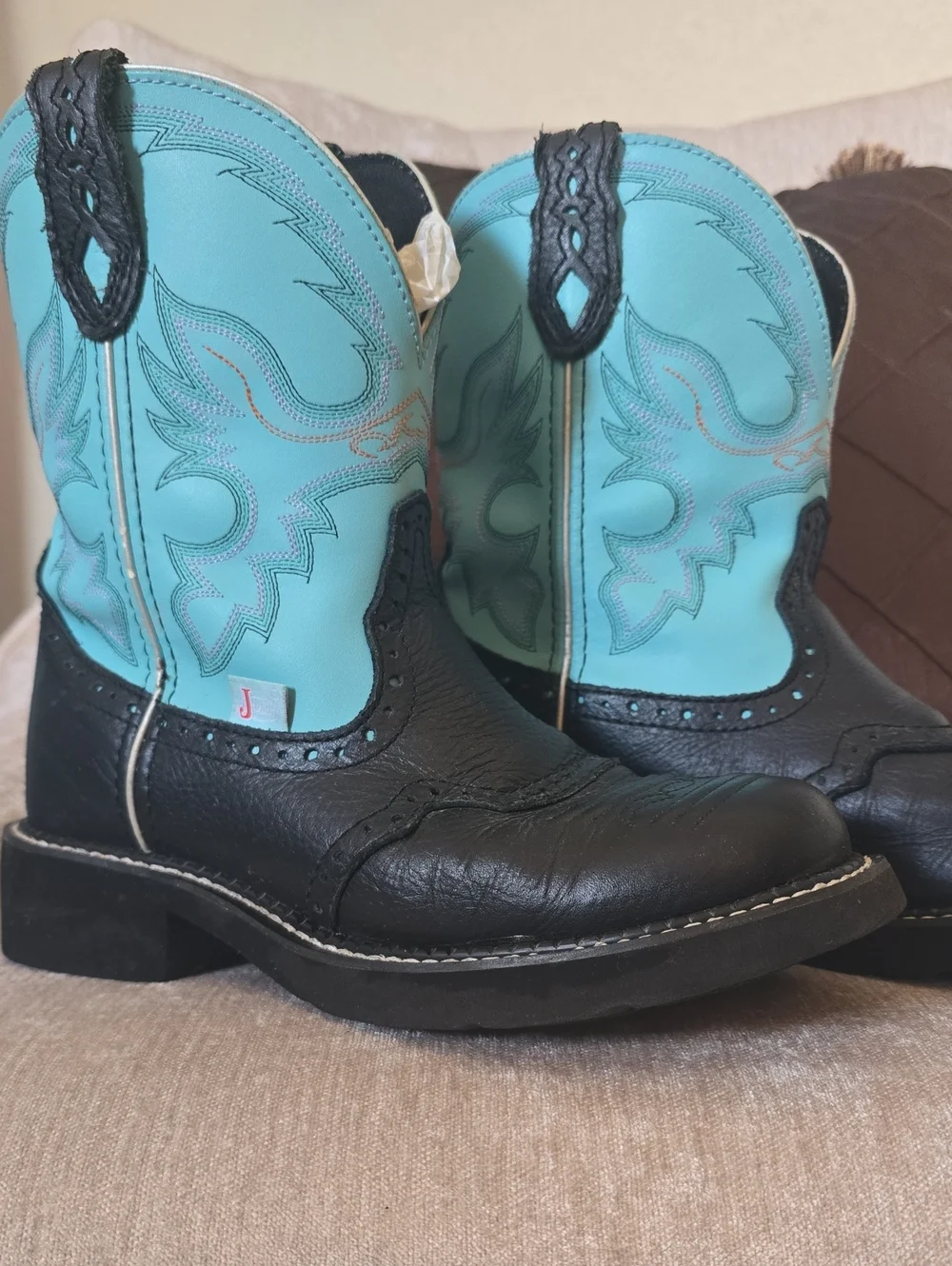 Justin Gypsy 8B Western Cowboy Boots - Black & Turquoise